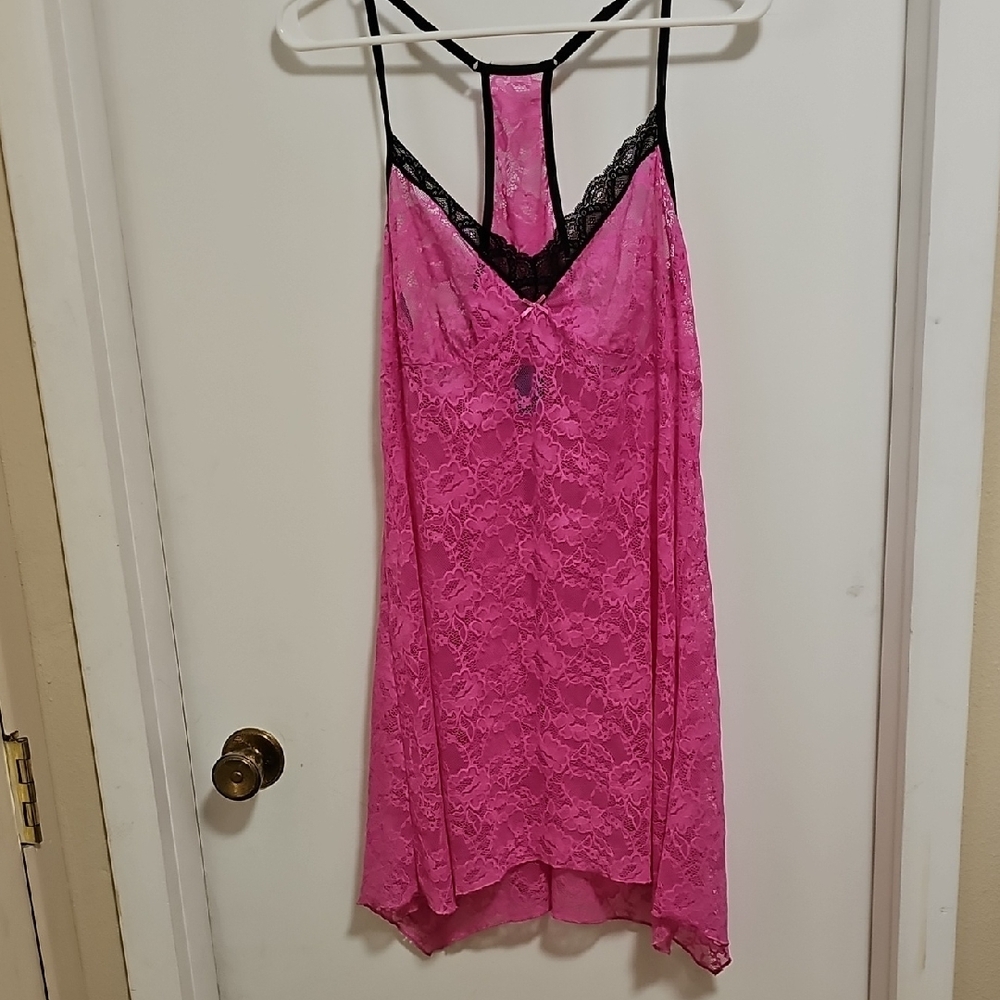 Apt. 9 Pink and Black Chemise with Lace Detail